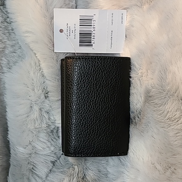 Kate Spade "EVA" Micro Trifold Leather Wallet-WLRU6275 Black/Beige-NWT - Picture 2 of 11